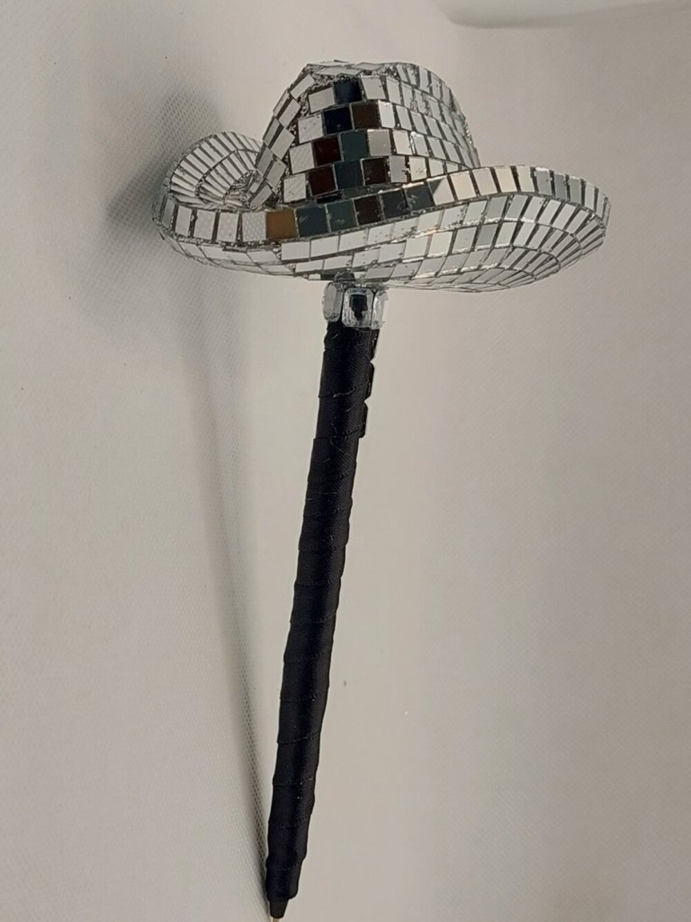 Silver Mirror Disco Cowboy Hat Writing Pen Handmade (Ht1)